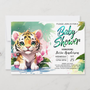 Waterverf Whiskers Tijger Baby shower Kaart