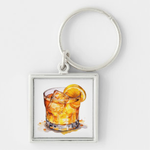 Waterverf Whiskey Drink Sleutelhanger