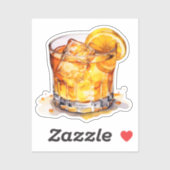 Waterverf Whiskey Drink Sticker (Vel)