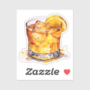 Waterverf Whiskey Drink Sticker