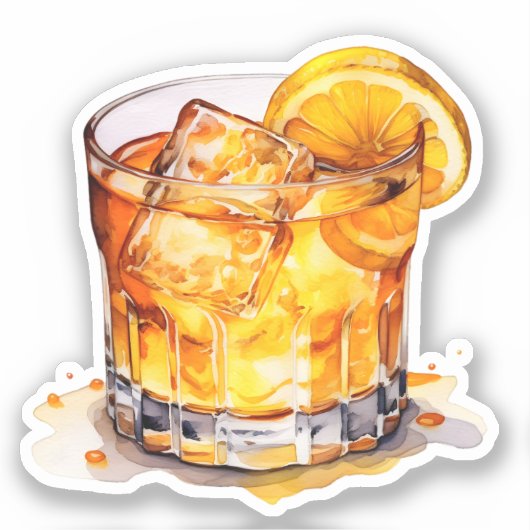Waterverf Whiskey Drink Sticker (Voorkant)