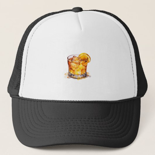 Waterverf Whiskey Drink Trucker Pet (Voorkant)