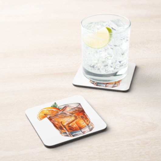 WATERVERF WHISKEY OP DE ROTSEN BIER ONDERZETTER (Rechterzijde)