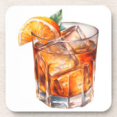 WATERVERF WHISKEY OP DE ROTSEN BIER ONDERZETTER (Voorkant)