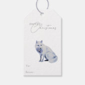 Waterverf White Arctic Fox Christmas Cadeaulabel (Voorkant)