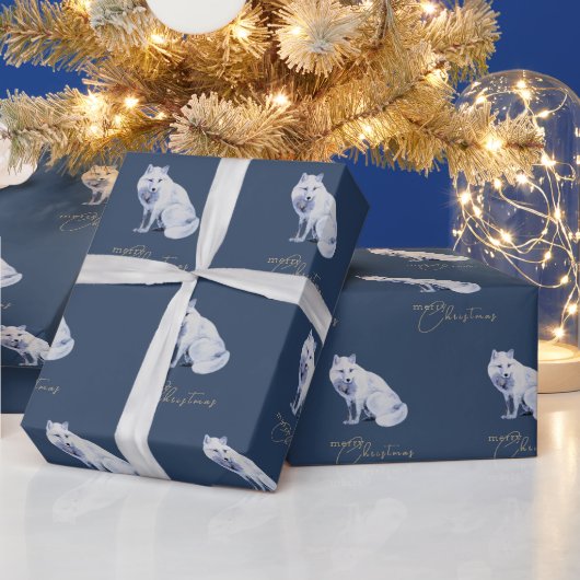 Waterverf White Arctic Fox Christmas Cadeaupapier (Feestdagen)