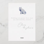 Waterverf White Arctic Fox Christmas Folie Feestdagenkaart (Achterkant)