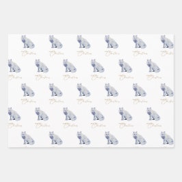 Waterverf White Arctic Fox Christmas Inpakpapier Vel