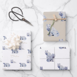 Waterverf White Arctic Fox Christmas Inpakpapier Vel