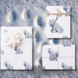 Waterverf White Arctic Fox Christmas Inpakpapier Vel<br><div class="desc">Handbeschilderde waterverf witte poolvossen op elegante winterwikkelpapieren vellen</div>