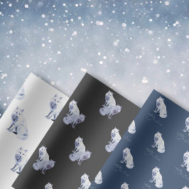Waterverf White Arctic Fox Christmas Inpakpapier Vel