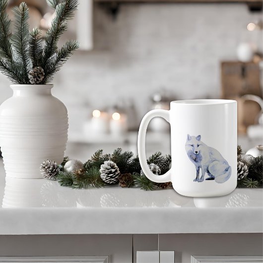 Waterverf White Arctic Fox Christmas Koffiemok