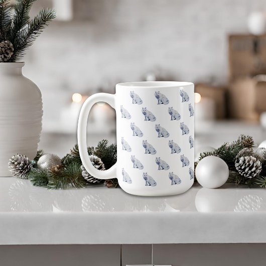 Waterverf White Arctic Fox Kerstpatroon Koffiemok