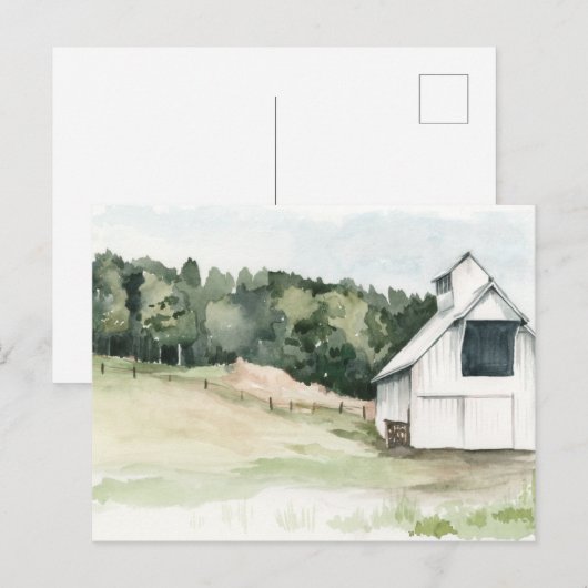 Waterverf White Barn Briefkaart (Voorkant / Achterkant)