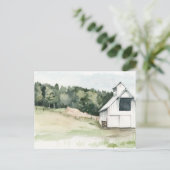 Waterverf White Barn Briefkaart (Staand voorkant)