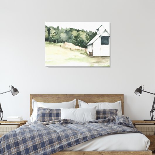Waterverf White Barn Canvas Afdruk (Insitu (Slaapkamer))
