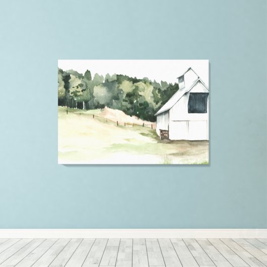 Waterverf White Barn Canvas Afdruk (Insitu (Houten vloer))