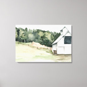 Waterverf White Barn Canvas Afdruk