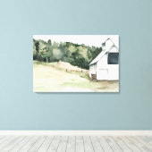 Waterverf White Barn Canvas Afdruk (Insitu (Houten vloer))