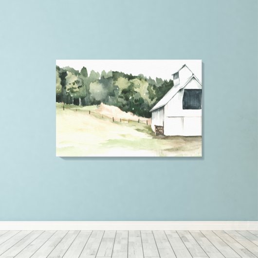 Waterverf White Barn Canvas Afdruk (Insitu (Houten vloer))