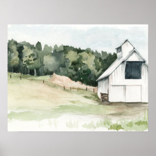 Waterverf White Barn Poster