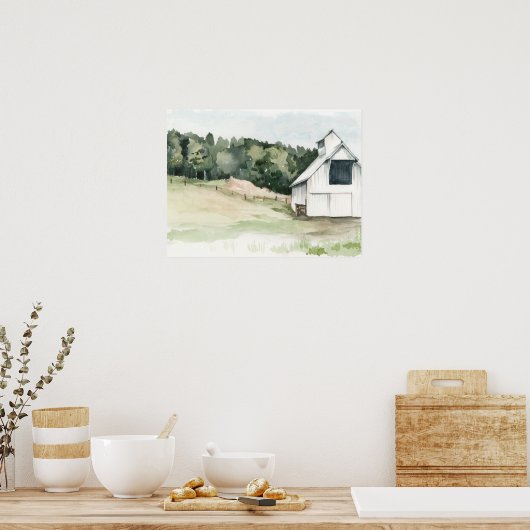 Waterverf White Barn Poster (Keuken)