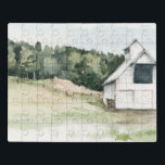 Waterverf White Barn Puzzel<br><div class="desc">Waterverf Barn III van Jennifer Paxton Parker. Hij is uitgerust met een witte schuur in een veld met bomen.</div>