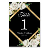 Waterverf White Black Gold Floral Wedding Kaart (Achterkant)