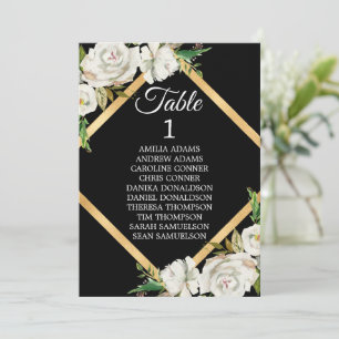 Waterverf White Black Gold Floral Wedding Kaart