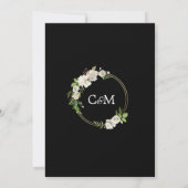 Waterverf White Black Gold Floral Wedding Kaart (Achterkant)