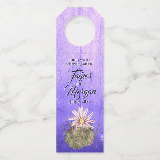 Waterverf White Bloom Cactus Flessenhanger (Voorkant)