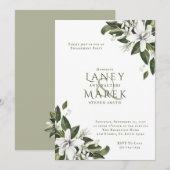 Waterverf White Blossoms Engagement Party Kaart (Voorkant / Achterkant)