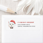 Waterverf White British Shorthair Cat Kerstmis Etiket (Insitu)