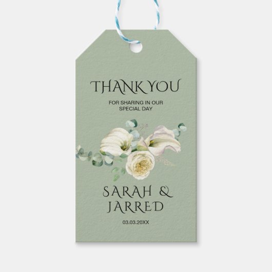 Waterverf White Calla Lilies Cadeaulabel (Voorkant)