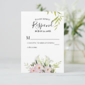 Waterverf White Calla Lilies Wedding RSVP-kaart RSVP Kaartje (Staand voorkant)