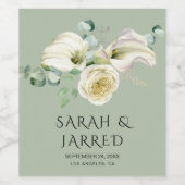 Waterverf White Calla Lilies Wijn Etiket (Enkel label)