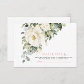 Waterverf White Cream Bloemen Luier Raffle Informatiekaartje (Voorkant / Achterkant)