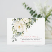Waterverf White Cream Bloemen Luier Raffle Informatiekaartje (Staand voorkant)