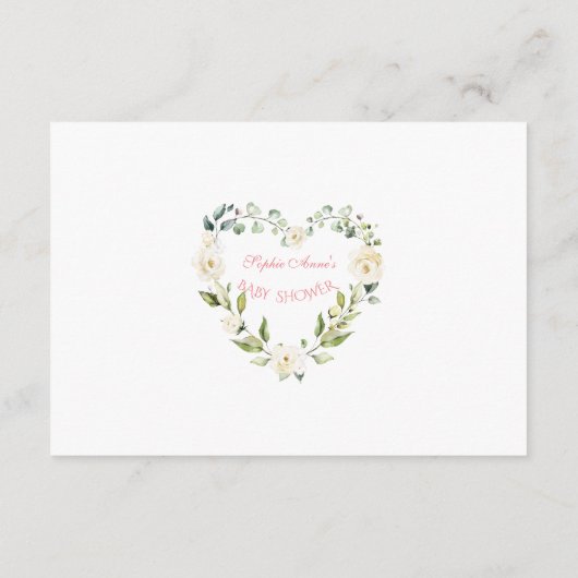 Waterverf White Cream Bloemen Luier Raffle Informatiekaartje (Achterkant)