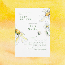 Waterverf White Daisies Baby shower Kaart