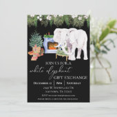 Waterverf White Elephant Gift Exchange Party Kaart (Staand voorkant)