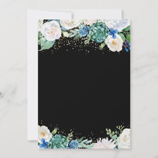 Waterverf White Floral Botanical Graduparty Kaart (Achterkant)