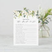 Waterverf White Floral die de beste bride kent Informatiekaartje (Staand voorkant)