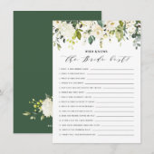 Waterverf White Floral die de beste bride kent Informatiekaartje (Voorkant / Achterkant)