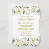 Waterverf White Floral Dusty Blue Elegant Wedding Kaart (Voorkant)