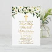 Waterverf White Floral First Community Gold Kaart (Staand voorkant)