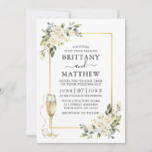 Waterverf White Floral Glass Wedding Sage Green Kaart (Voorkant)