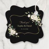 Waterverf White Floral Gold Black Wedding Bedankjes Labels (Achterkant)