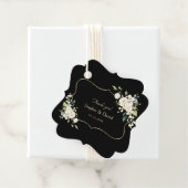 Waterverf White Floral Gold Black Wedding Bedankjes Labels (In situ)