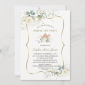 Waterverf White Floral Gold Bridal Tea Party Kaart (Voorkant)